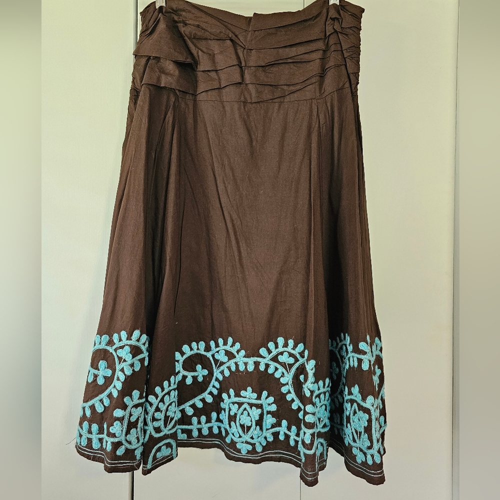Tasha Polizzi Chocolate and Turquoise Skirt